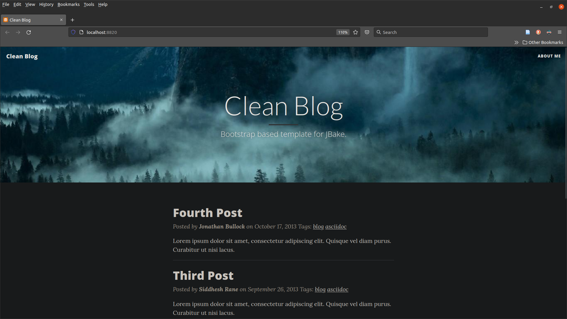 Serving JBake Clean template - localhost